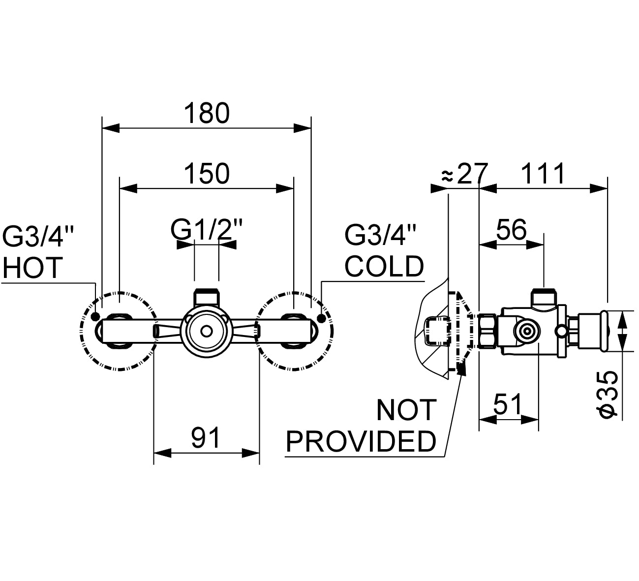 Mitigeur de Douche Temporisé 15-25s Bouton-Poussoir Anti-Vandalisme MCM Italie - Article 9008
