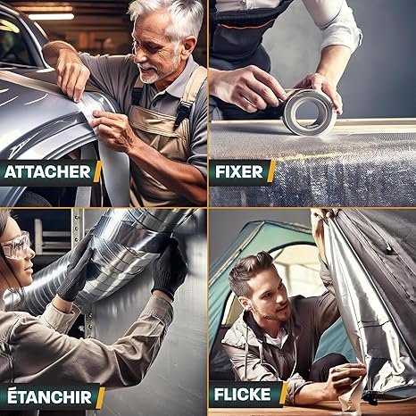 BOSSTAPE Ruban de Réparation étanche, Gaffeur multiusage, Toile américain ARGENT - SQES