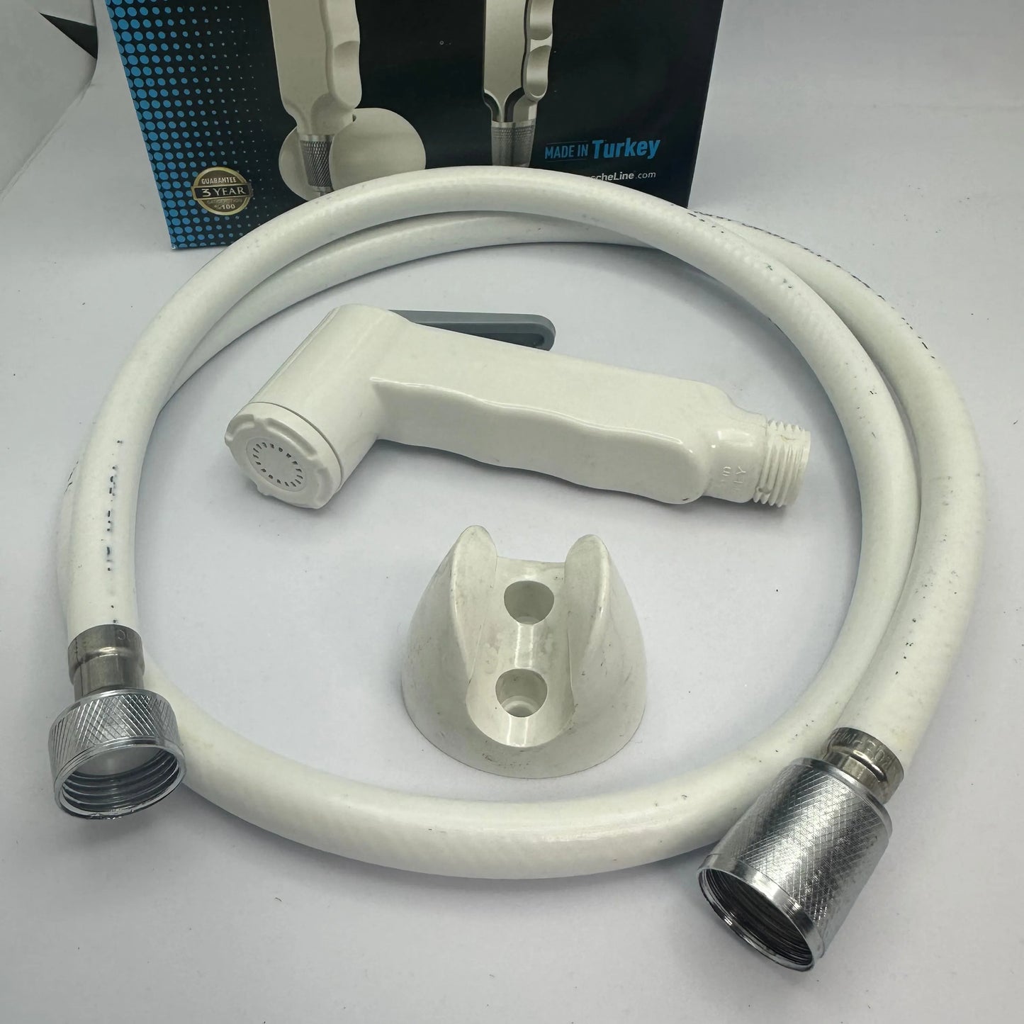 Kit flexible de toilette avec douchette et support, blanc - SQES