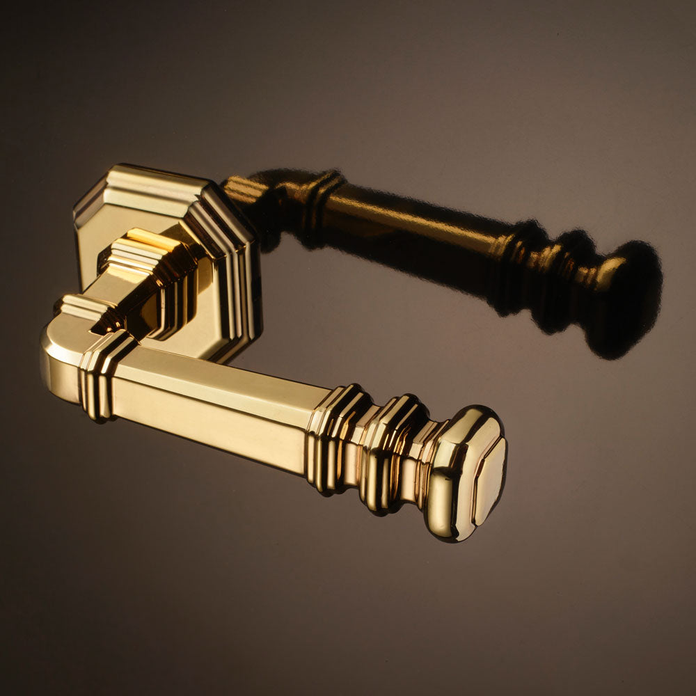 Poignées de porte à rosace carré - OR - brillant - wc ( 2pcs ) - SQES