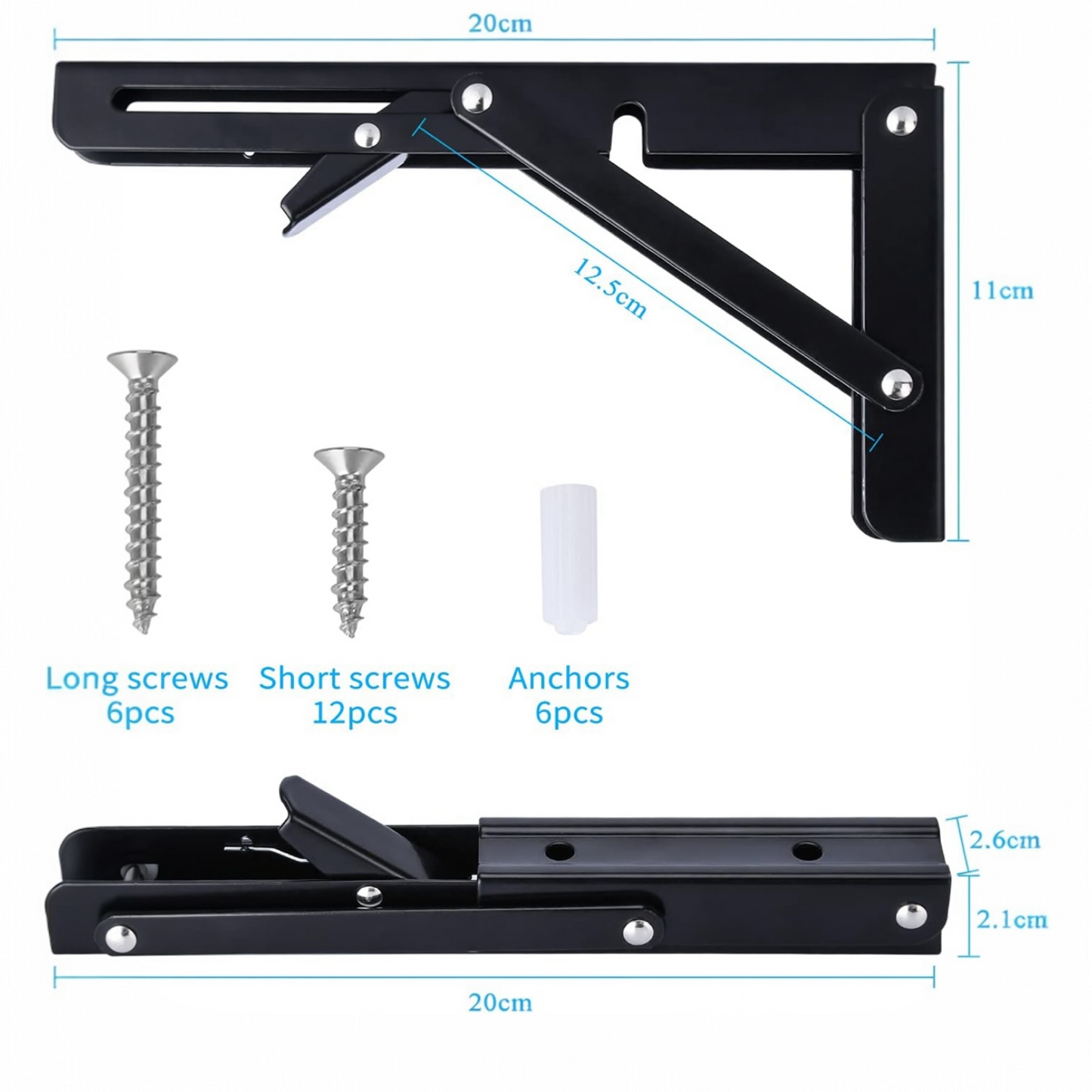 Support Étagère Pliante Noir en Inox – Pack de 2 Consoles - 19 CM