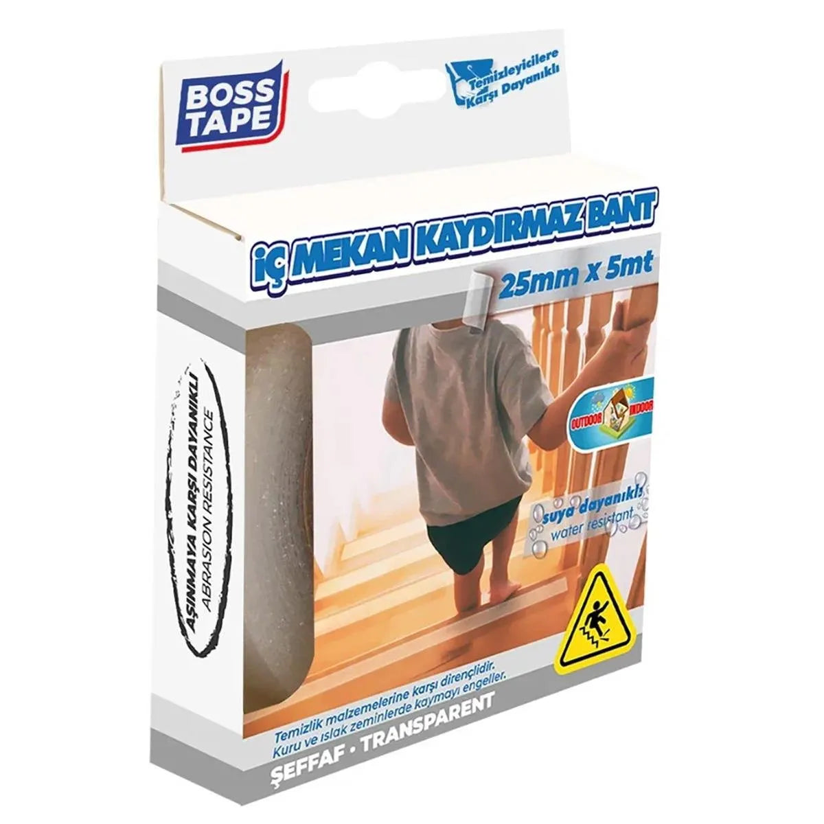 BOSS TAPE Bande Antidérapante Adhésif Transparente, 25mmx5mt - SQES