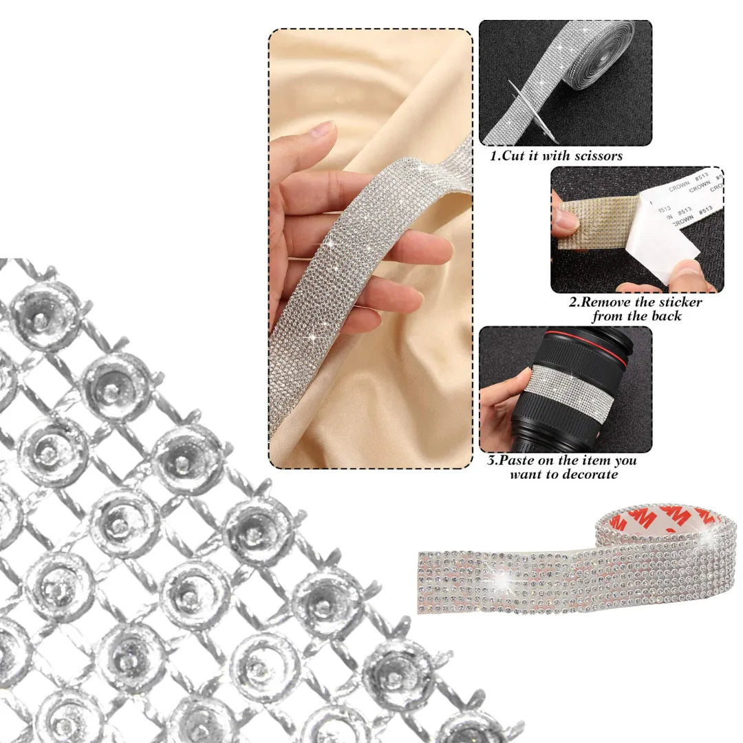BOSS TAPE 3M Ruban de strass adhésif ARGENT 24mmx400mm - SQES