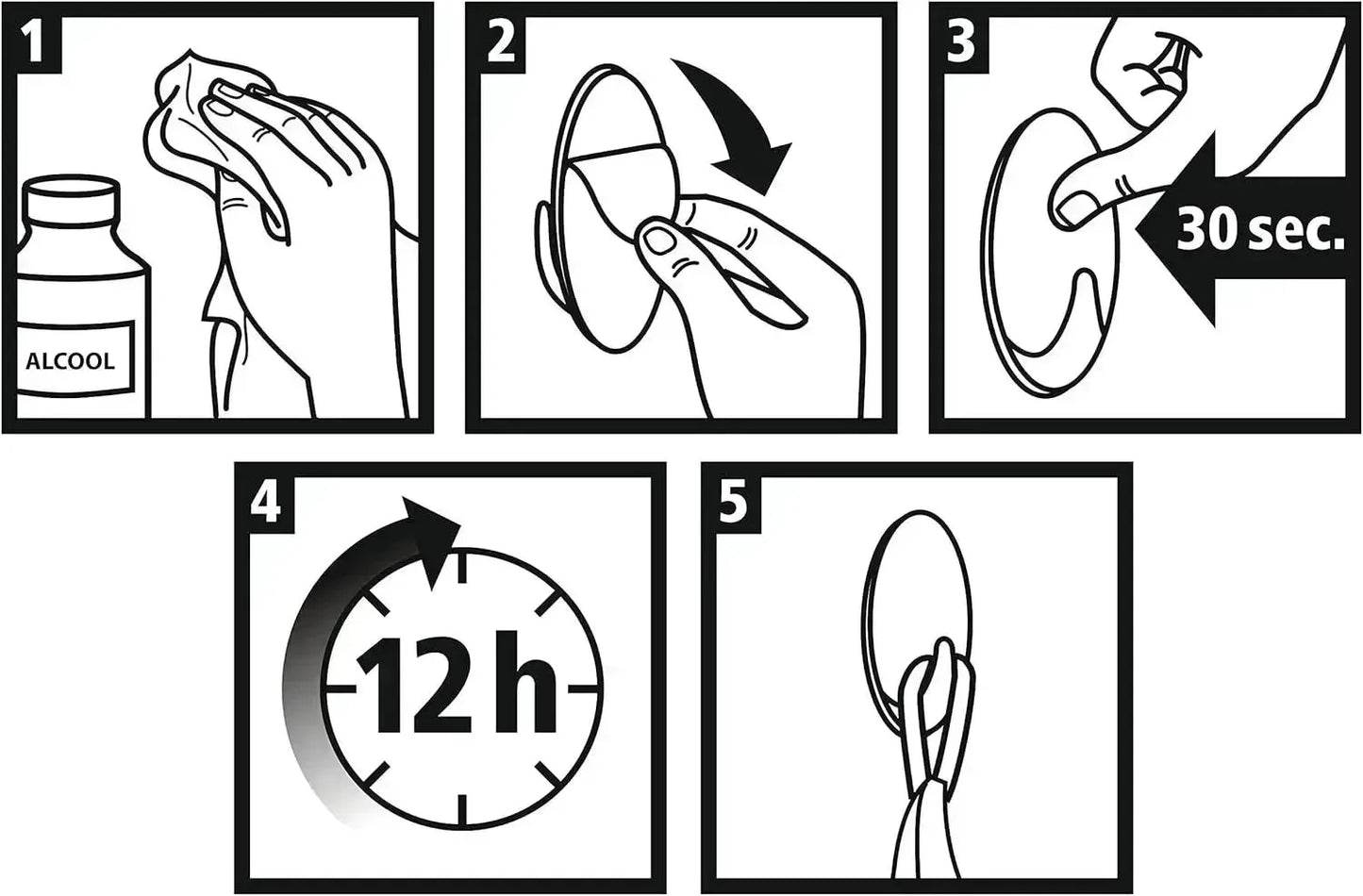 BOSS TAPE Crochet Mural auto adhésif Blanc sans percer de trous (2pcs) 45mmx65mm - SQES