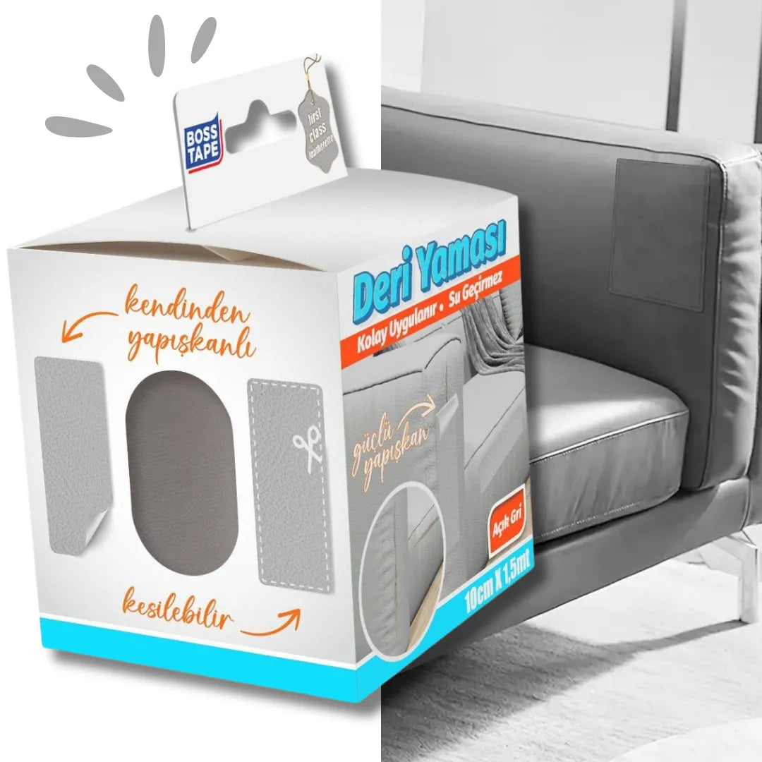 BOSS TAPE Patch auto adhésif en cuir 100mmx1.5m Gris Claire - SQES