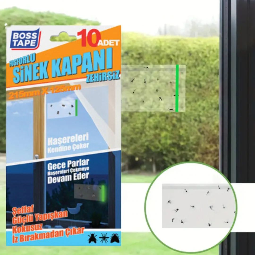 BOSS TAPE Piège à mouches, photo lumineux (10pcs) 215mmx125mm - SQES