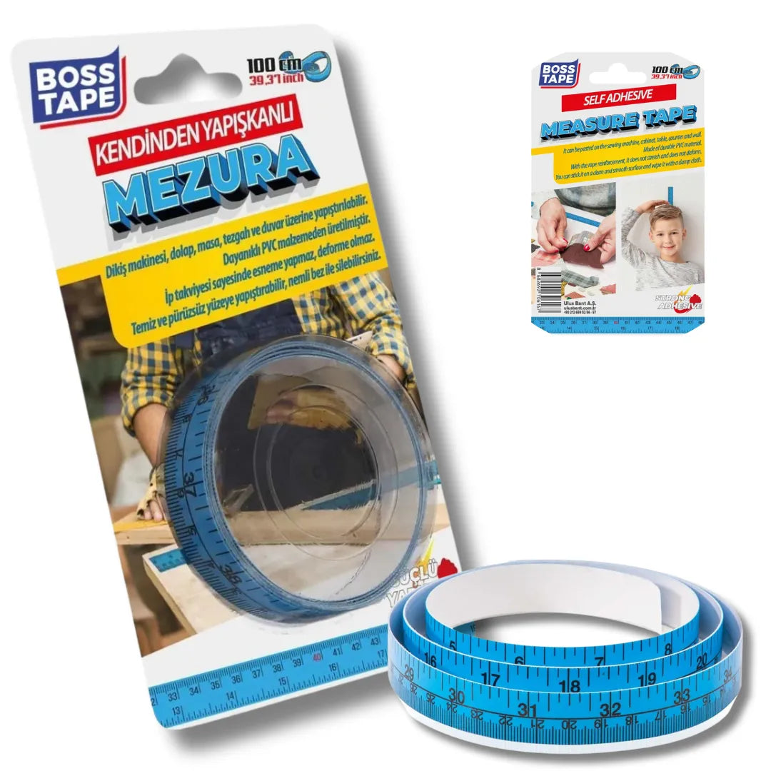 BOSS TAPE Ruban Mètre de tailleur autoadhésif 10mmx1m bleu - SQES