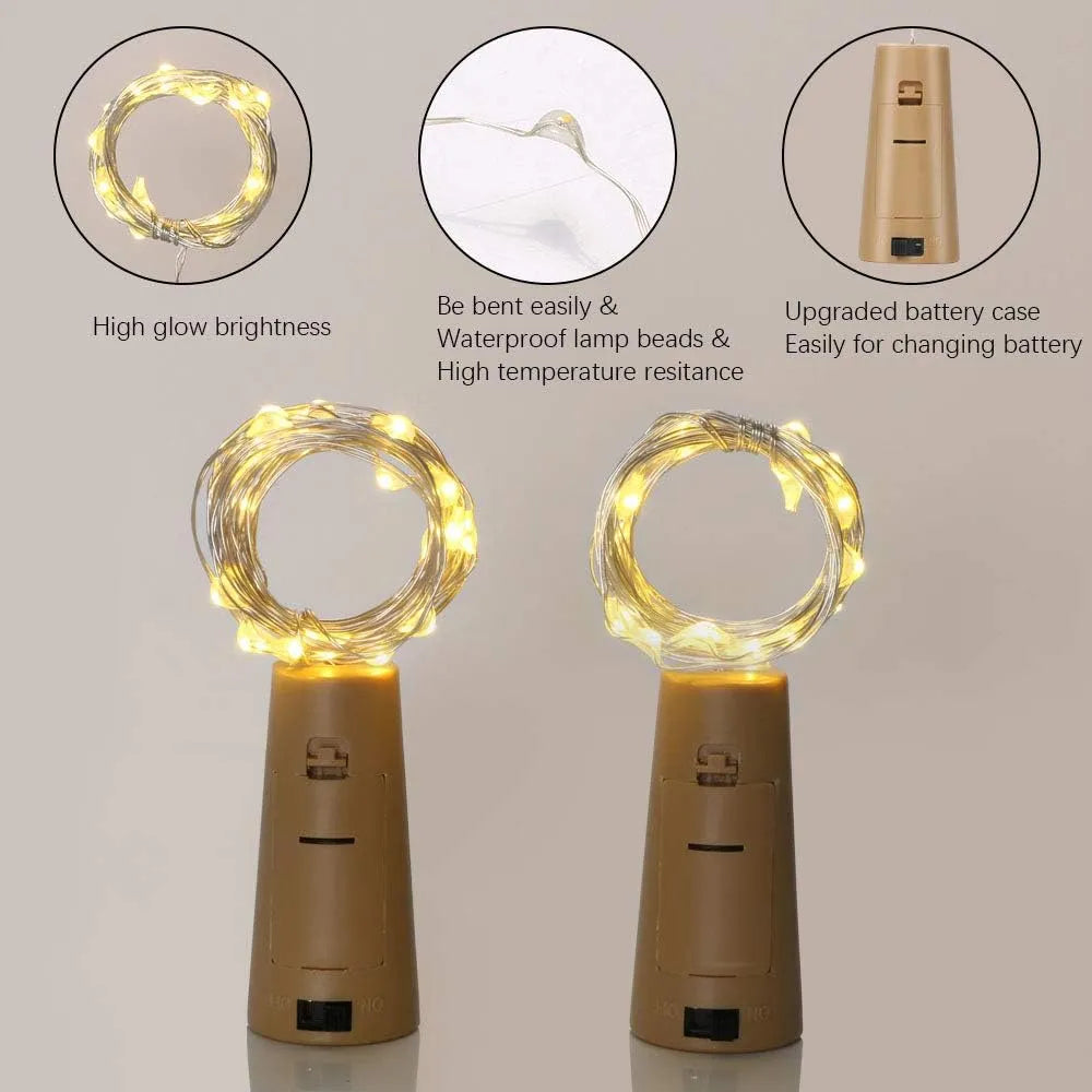Lot 3 Guirlandes Bouchon de vin LED Lumineux (20leds) - SQES