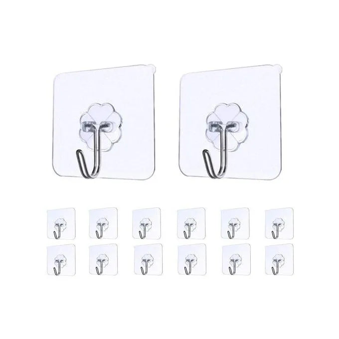 Lot de 24 Crochet - Transparents - Auto-Adhésifs pour Salle de Bain - SQES