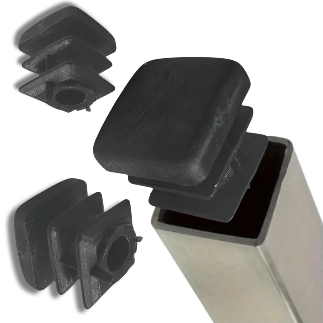Embout Carré pour meuble - 20 bouchons tube 16mmx16mm NOIR - SQES