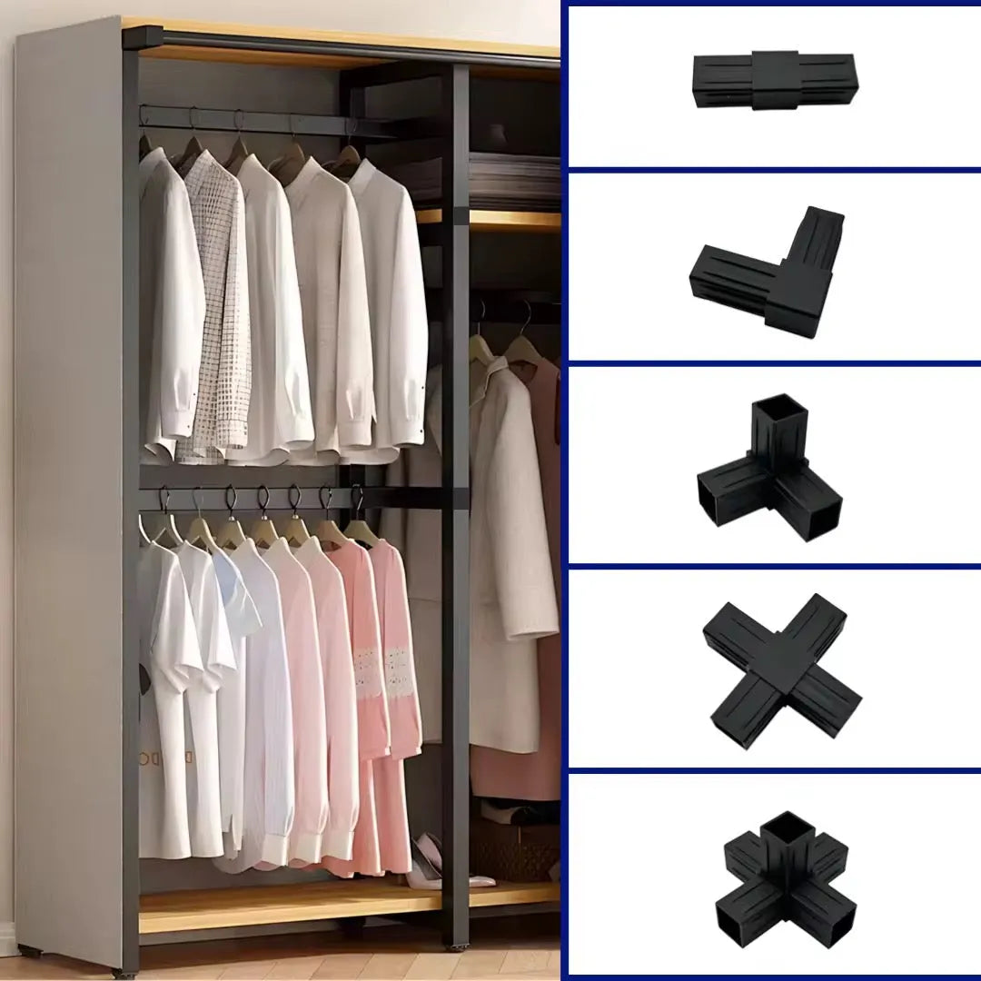 Connecteur de tube carrée 25mm 2 voies Noir - Lot 12pcs - SQES