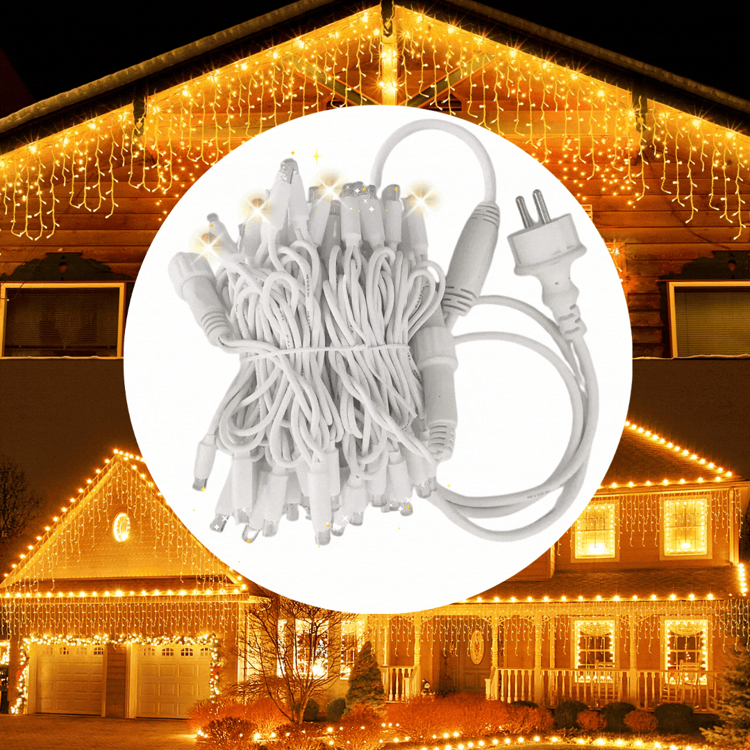 Guirlande lumineuse LED d'extérieur étanche IP65, avec fil en caoutchouc blanc WW 10m, 100led - SQES