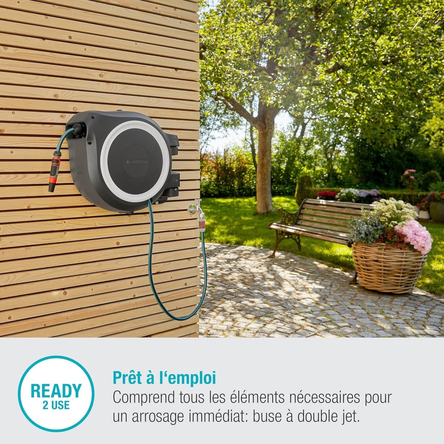 Dévidoir Automatique Mural RollUp XL 35m GARDENA