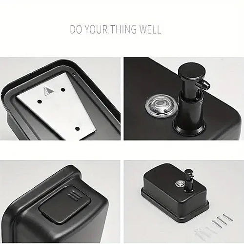 Distributeur de Gel, Savon Liquide, Murale Noir - SQES