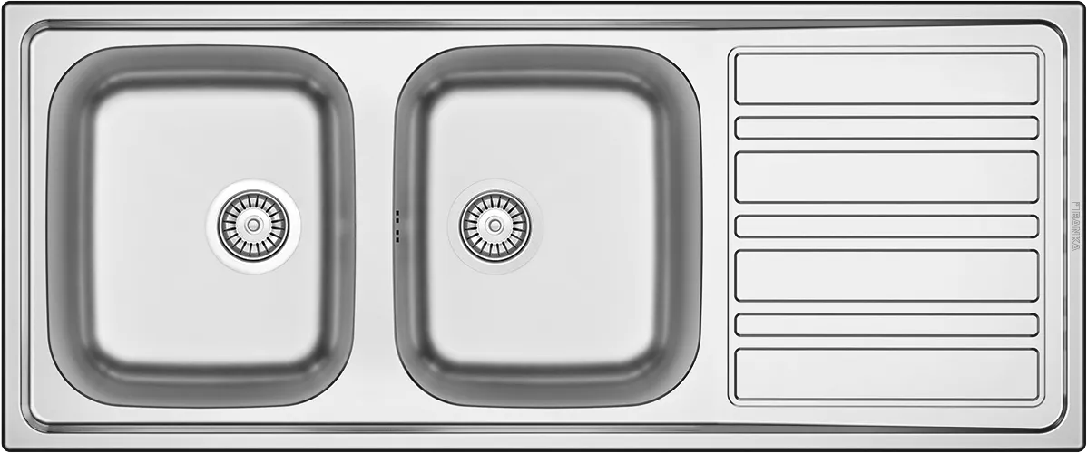 Evier Inox 120x50 cm - 2 Cuves + Égouttoir Encastrable | Banka Sinks - SQES