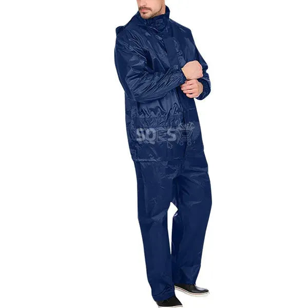 Ensemble imperméable de pluie Veste + Pantalon, Bleu Marine, XXL - SQES