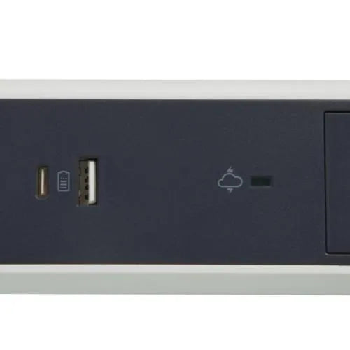 Rallonge multiprise - bloc rotatif - 3 prises interrupteur , parafoudre , USB Type-A + Type-C - SQES