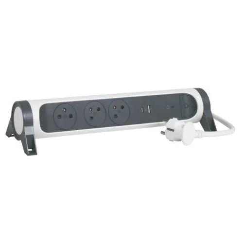 Rallonge multiprise - bloc rotatif - 3 prises interrupteur , parafoudre , USB Type-A + Type-C - SQES