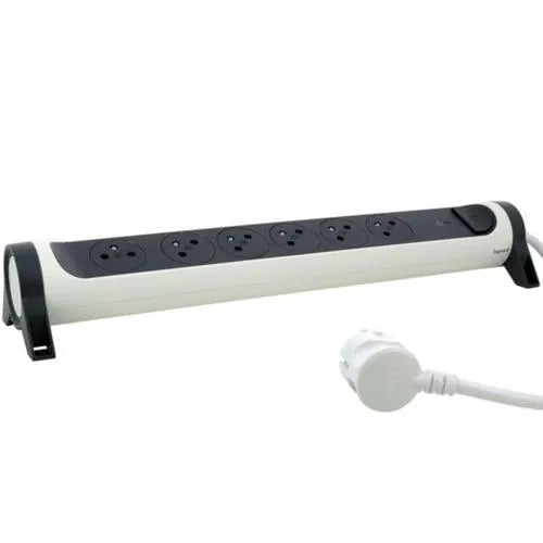 Rallonge multiprise avec bloc rotatif de 6 prises 2P+T Surface , interrupteur , parafoudre et cordon longueur 1,5m - SQES