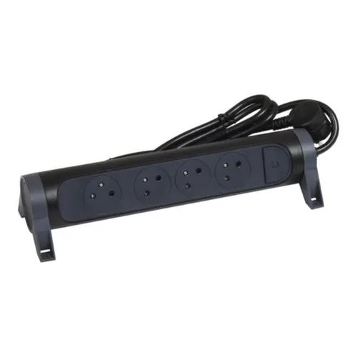 Rallonge multiprise avec bloc rotatif de 4 prises 2P+T Surface , interrupteur et cordon longueur 1,5m - SQES