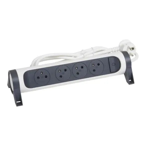 Rallonge multiprise avec bloc rotatif de 4 prises 2P+T Surface , interrupteur et cordon longueur 3m - SQES