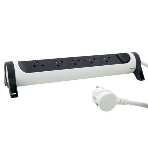 Rallonge multiprise avec bloc rotatif de 5 prises 2P+T Surface , interrupteur et cordon longueur 3m - SQES