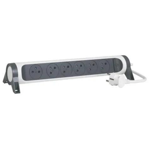 Rallonge multiprise avec bloc rotatif de 6 prises 2P+T Surface , interrupteur et cordon longueur 3m - SQES