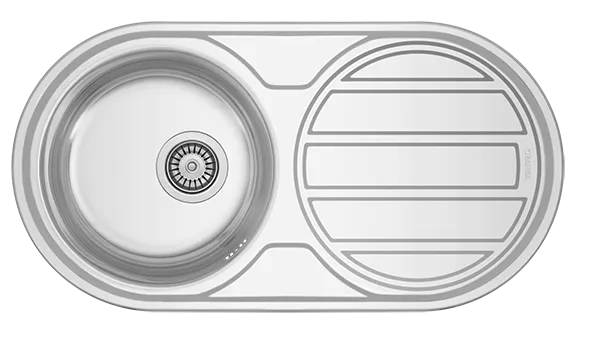 Evier Inox 85x45 cm - 1 Cuve Ronde + Égouttoir Encastrable | Banka Sinks - SQES