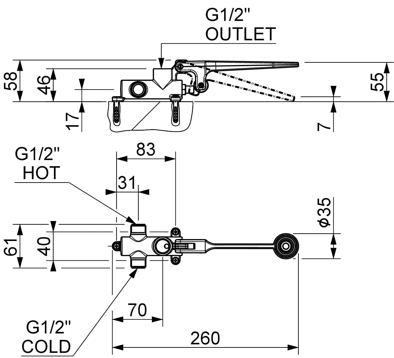 Robinet mitigeur progressif instantané à pédale - 9011 - SQES