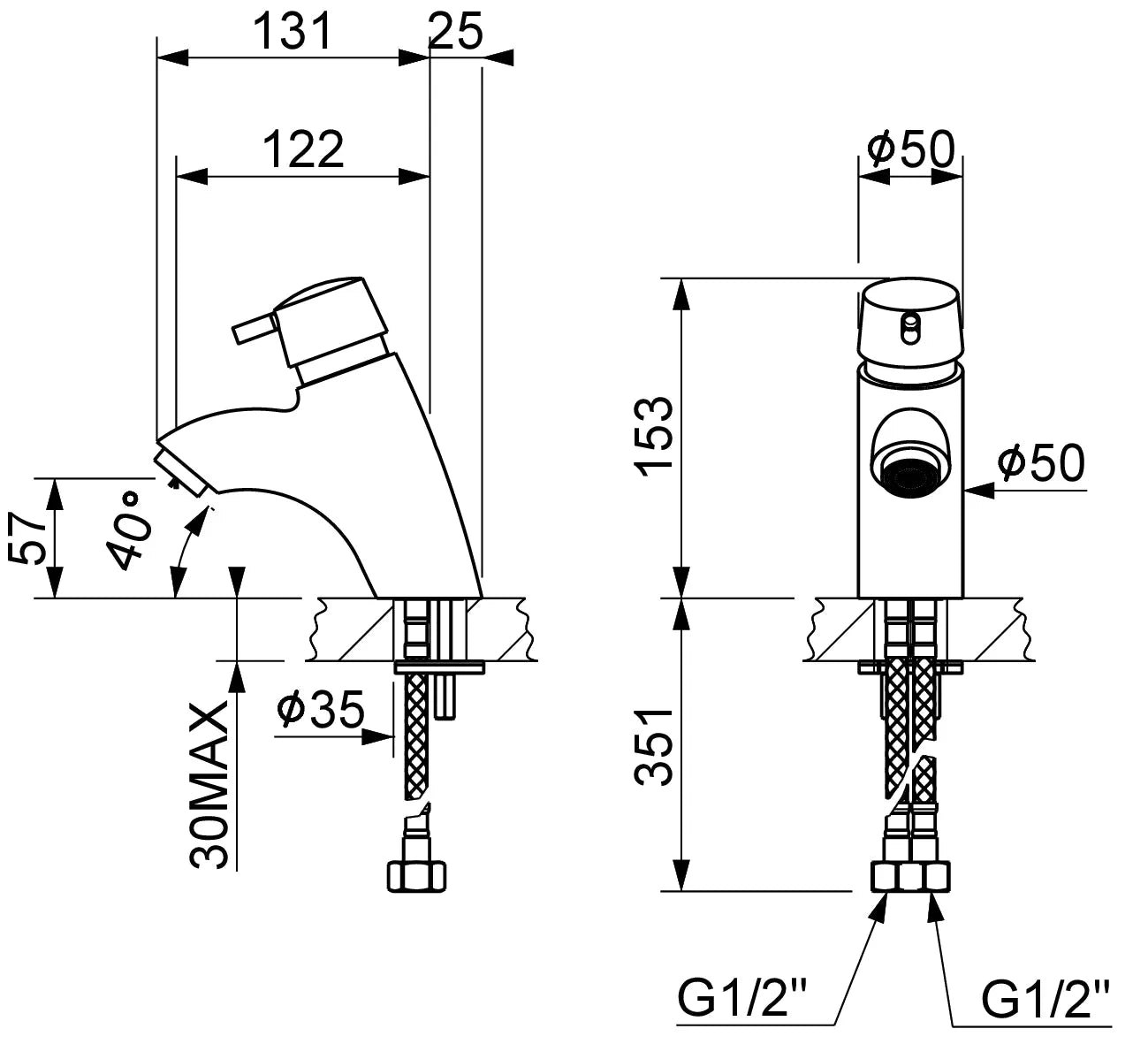 Robinet temporisé 8-12 secondes avec mitigeur progressif – Bouton poussoir 2013 - SQES
