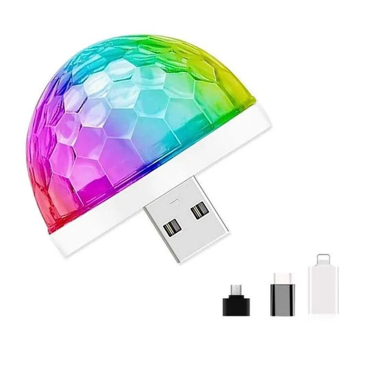 Mini boule disco LED -USB - Inclus tous les adaptateurs - SQES