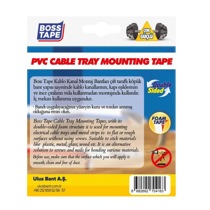 Ruban double face pour moulure de câble 10mmx10mt , BOSS TAPE - SQES