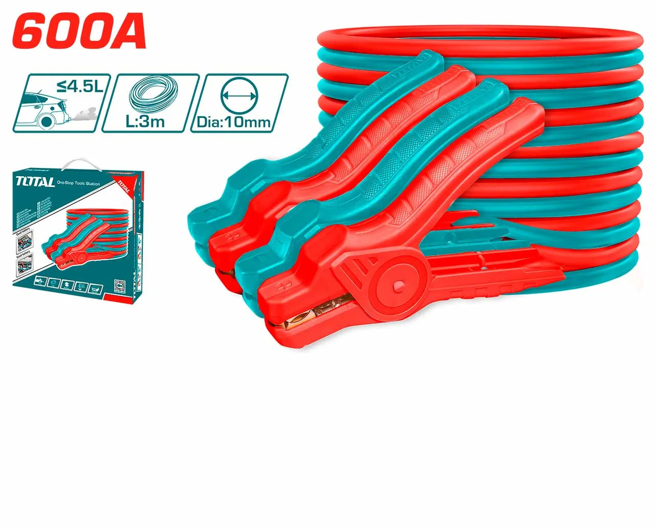 Cable de démarrage Voiture - Cosse pince batterie - 600 A - 3 M - SQES