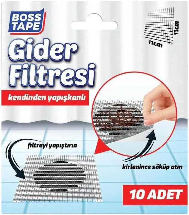 BOSS TAPE Pack 10 Filtre attrape-cheveux autocollants 11cmx11cm - SQES