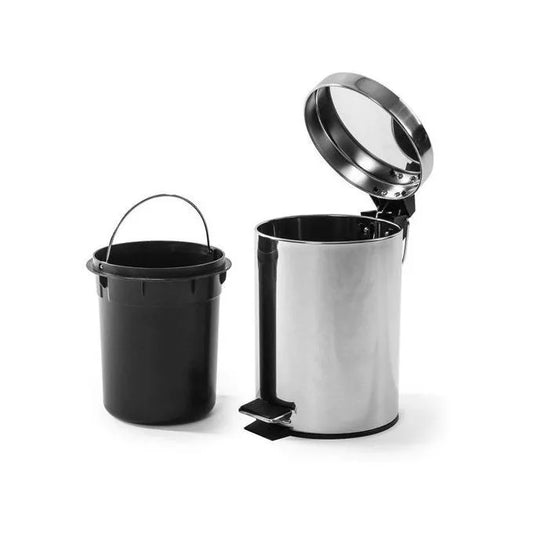 Poubelle avec pedale 3l - brosse wc - Inox - SQES