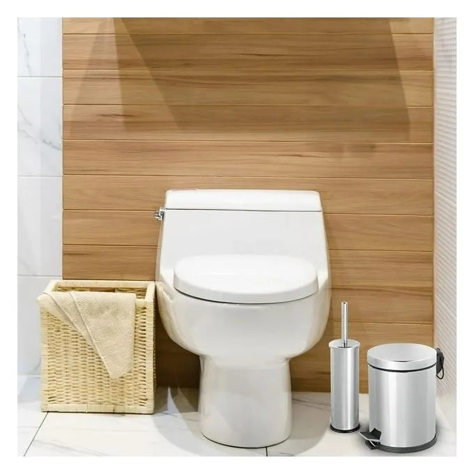 Poubelle avec pedale 3l - brosse wc - Inox - SQES
