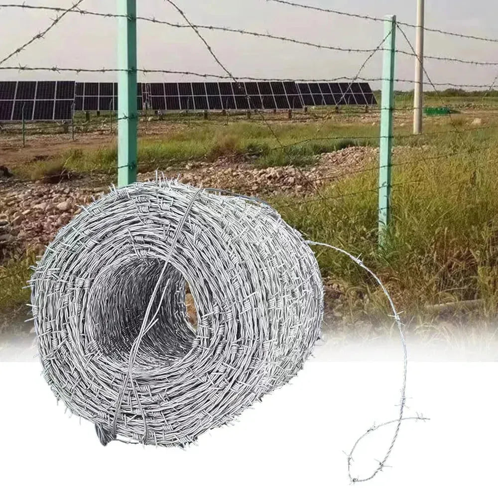 Fil Barbelé Galvanise Haute Protection Fil De Fer Barbelé, Clôture en Fil Galvanisé, Clôture en Fil De Fer Barbelé - 200m - SQES