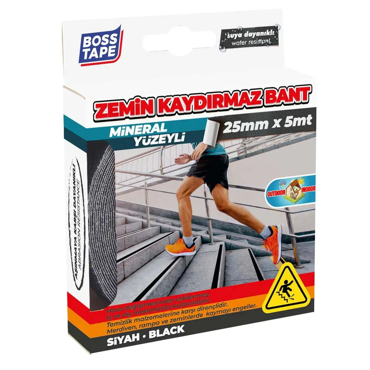 BOSS TAPE Ruban anti-dérapant adhésif au sol pour escaliers Noir 50mmx5m - SQES