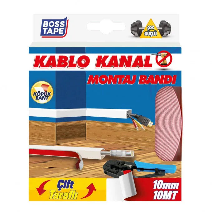 Ruban double face pour moulure de câble 10mmx10mt , BOSS TAPE - SQES