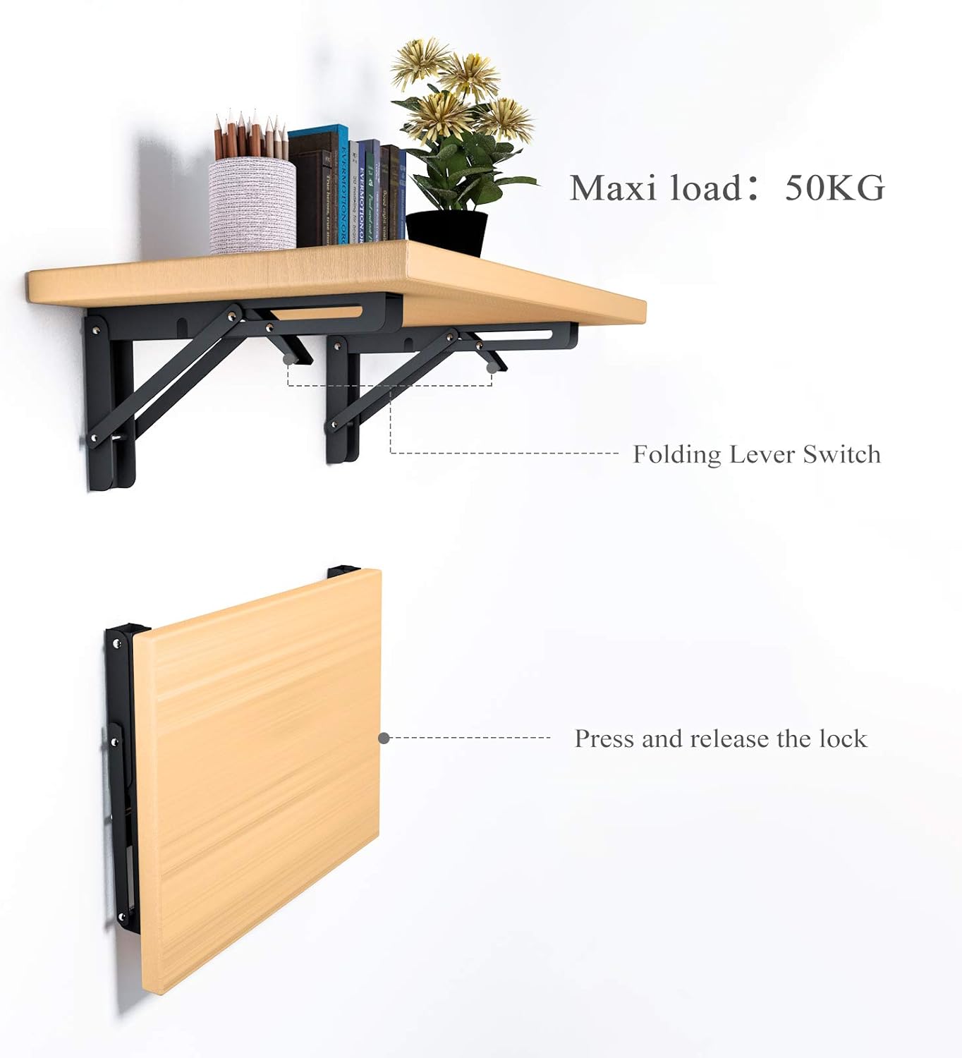 Support etagère Pliante Noir – Pack de 2 Consoles - 35 CM