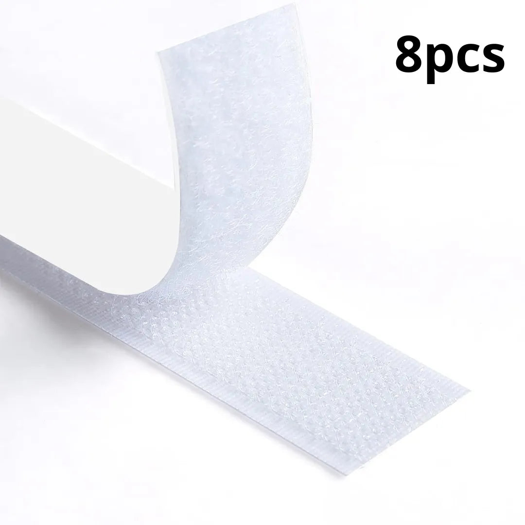 Scratch Autocollant Double Face, 8 patch de 10cm x 2cm Blanc - SQES
