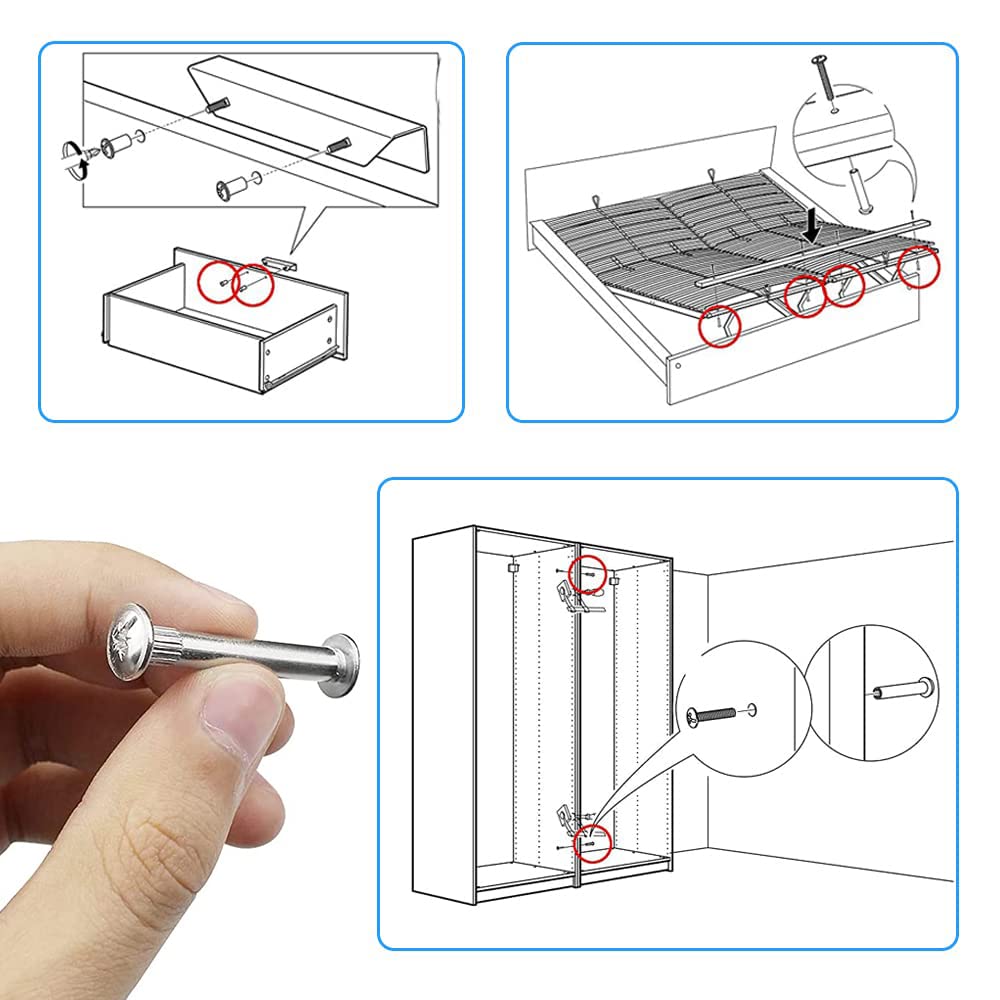Vis d'assemblage meubles M6x14mm + M6x30mm