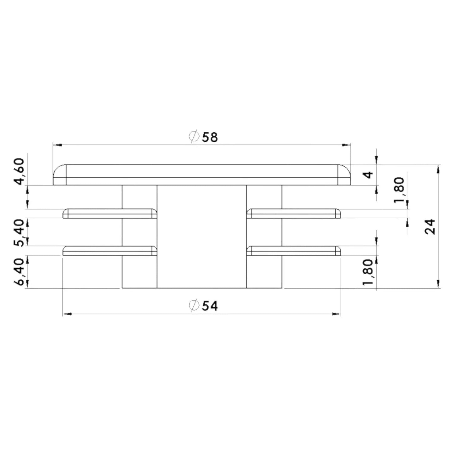 Embouts D58 forme demi rond pour tube passe main - 20 pcs - SQES