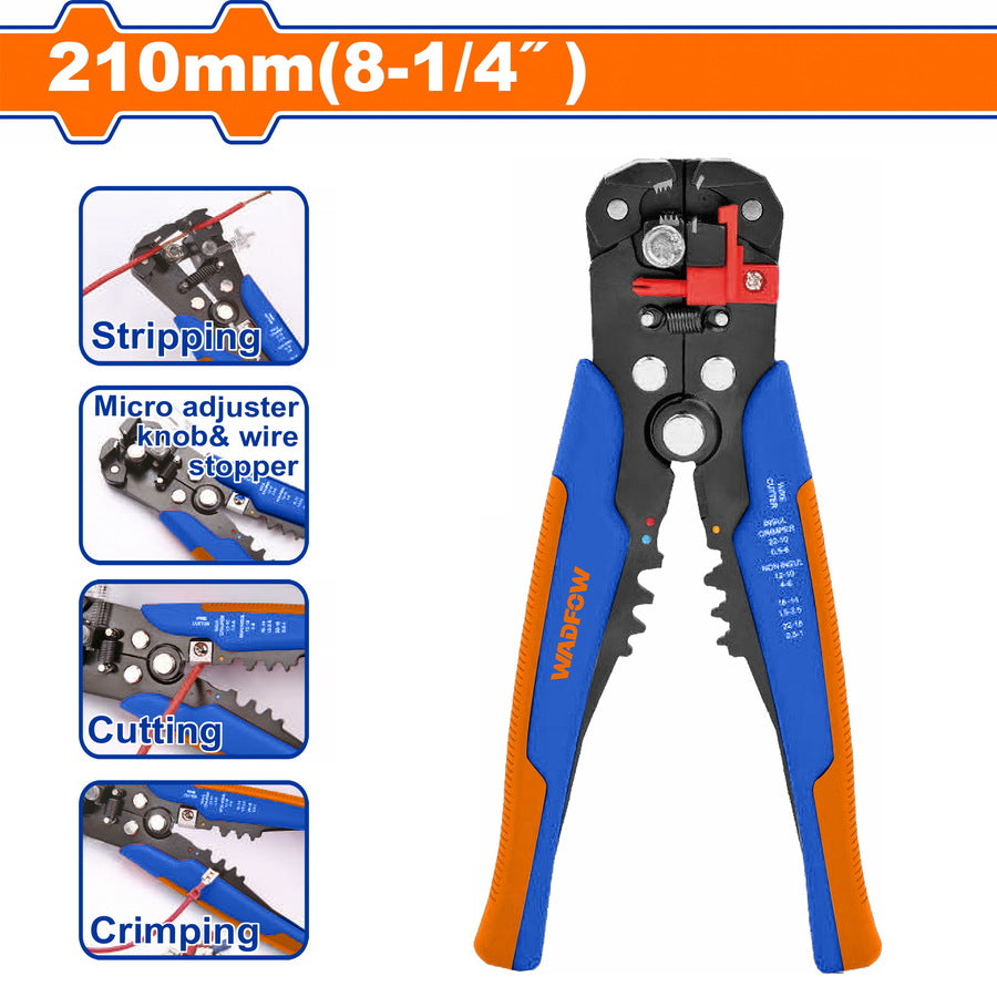 Pince à Denuder Automatique 210 mm – 3 en 1 : Dénuder, Couper, Sertir