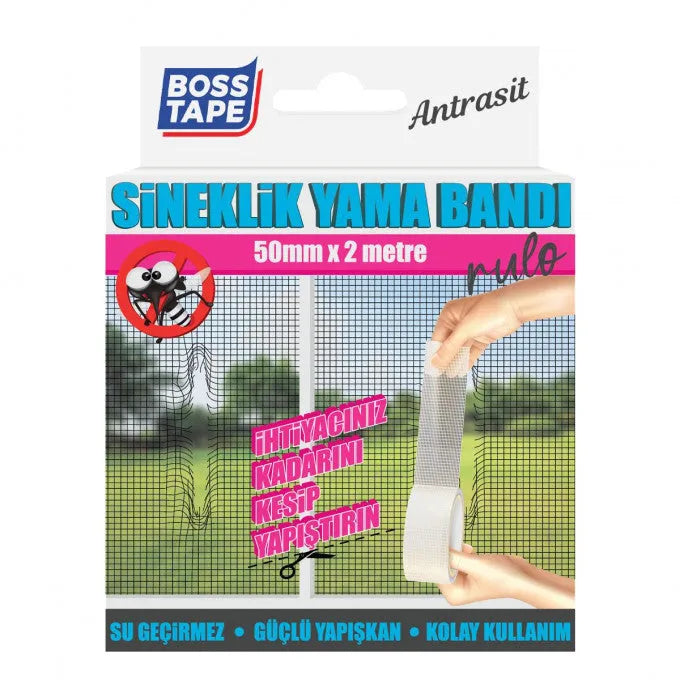 BOSS TAPE Ruban de Réparation pour Moustiquaire Autocollant, Réparation de Trous et Déchirures 50mmx2m - SQES