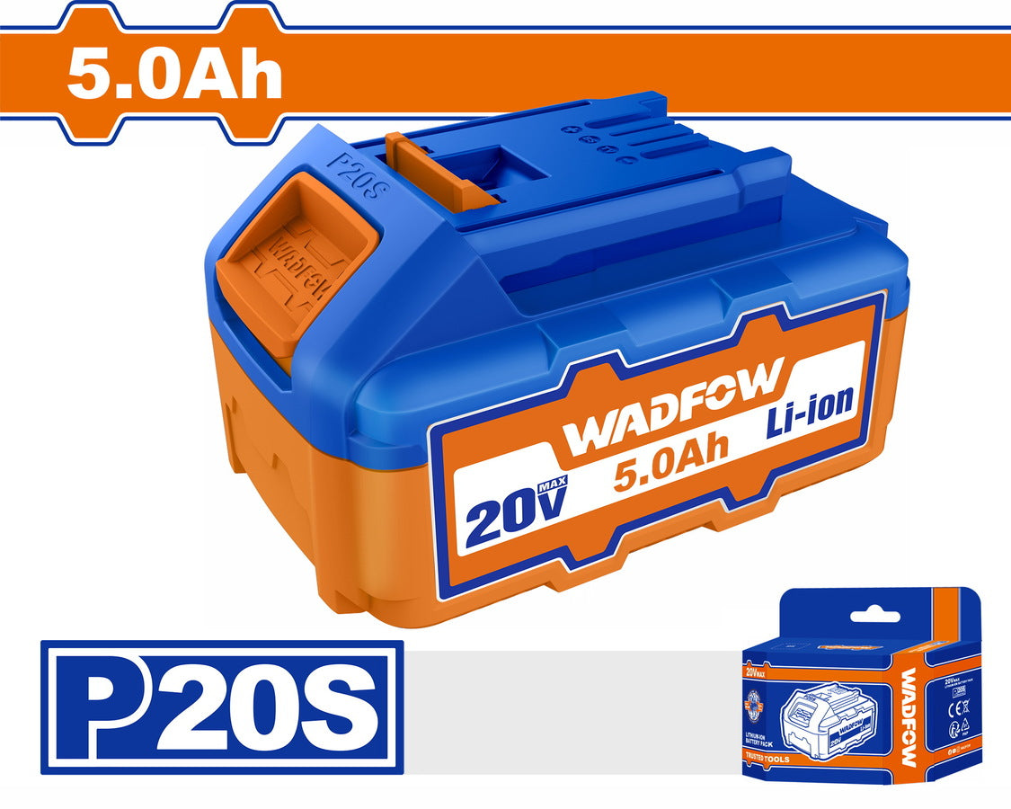 Batterie Li-Ion 20V WADFOW WLBP550 — 5.0Ah Compatible INGCO TOTAL Outils Sans Fil | SQES Tunisie