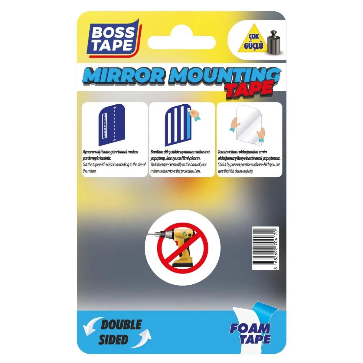 BOSS TAPE Double Face de montage miroir 19mmx2m - SQES