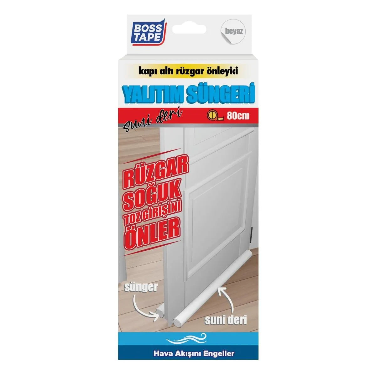 BOSS TAPE Boudin de Porte Isolant Froid, avec Double Joint en simili Cuir BLANC - SQES