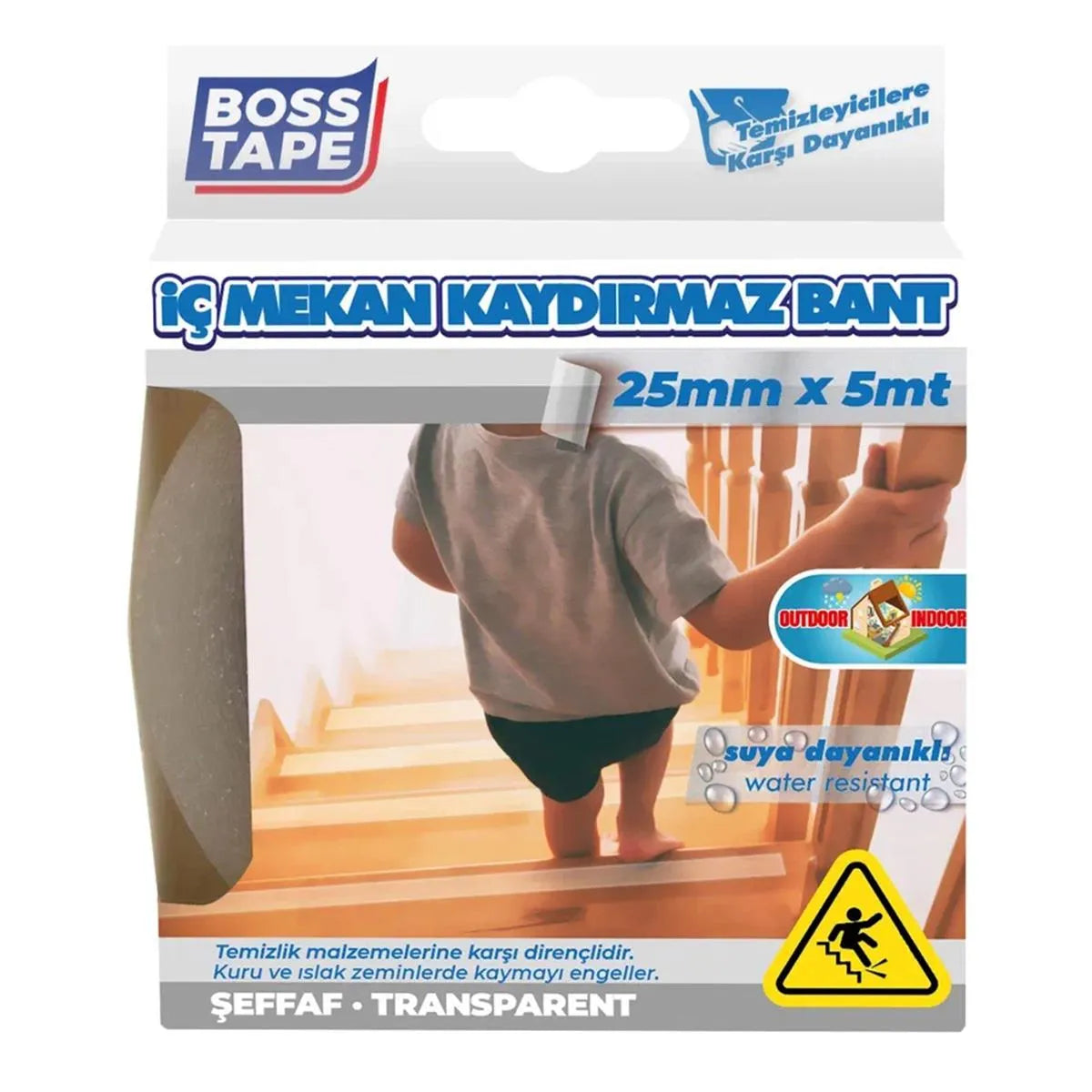 BOSS TAPE Bande Antidérapante Adhésif Transparente, 25mmx5mt - SQES