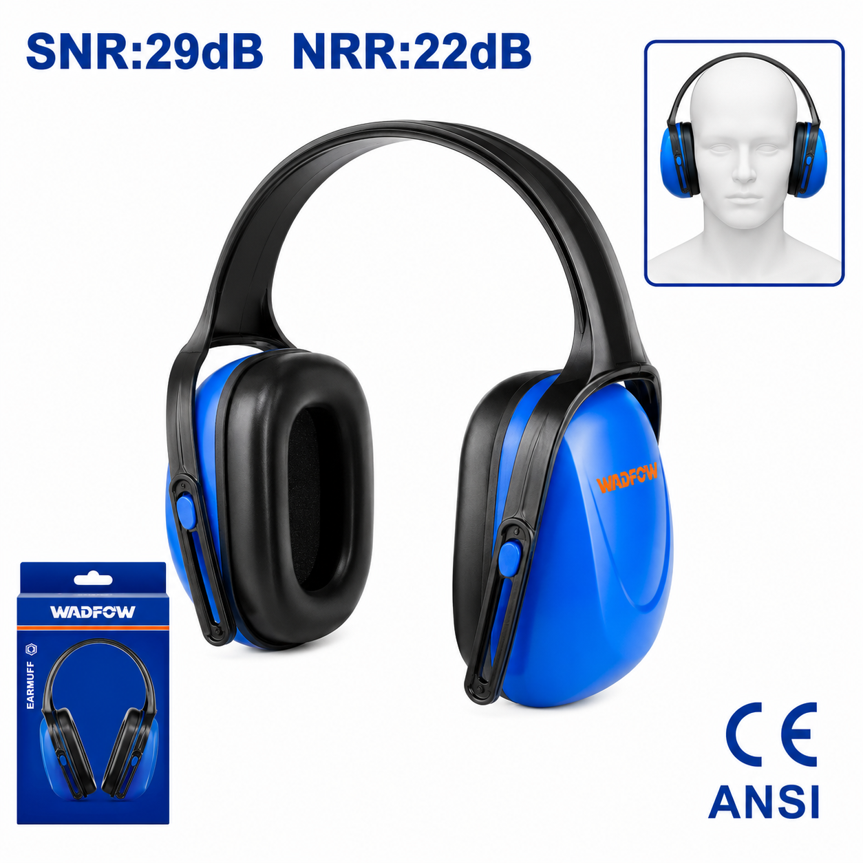 Casque Anti-Bruit WADFOW WEM2922 — Protection Auditive EPI Chantier Atelier | SQES Tunisie